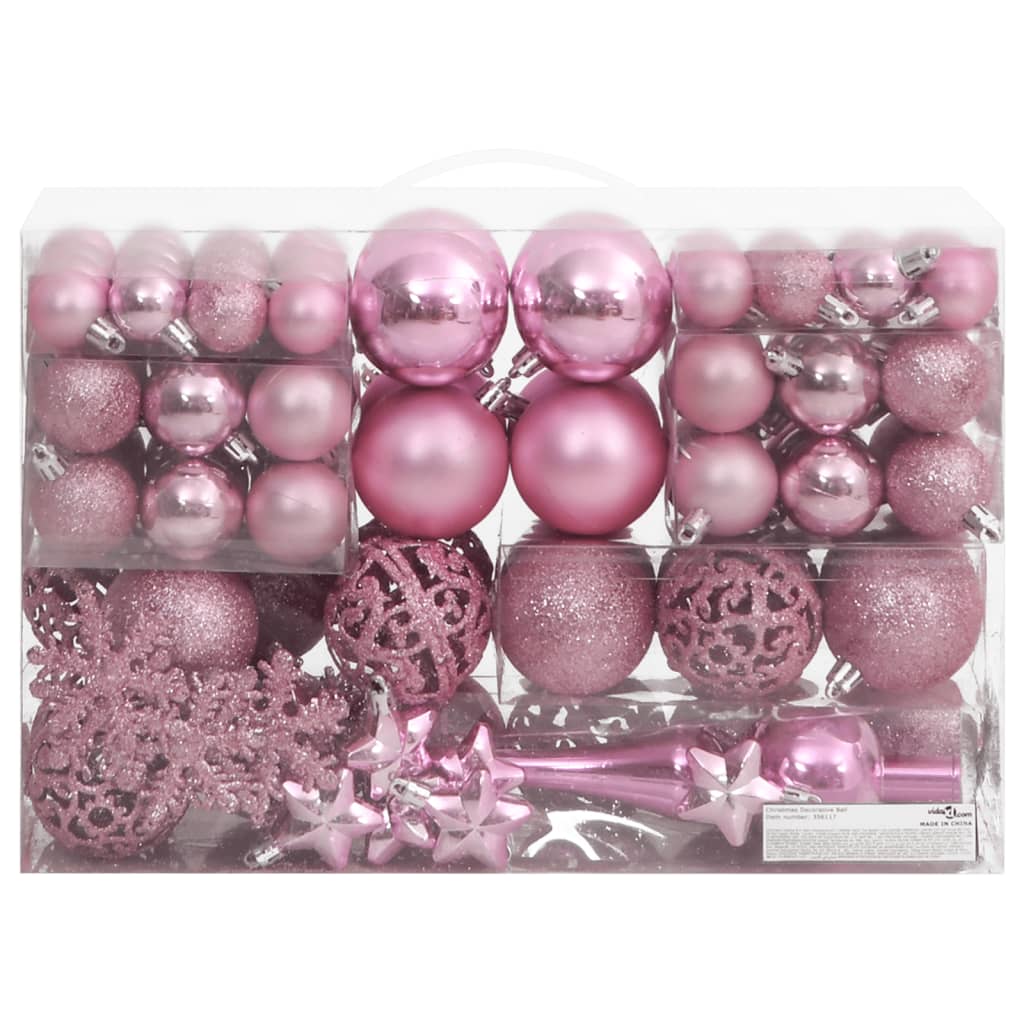 Set Palline di Natale 111 pz Rosa in Polistirene