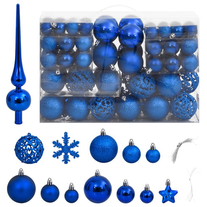 Set Palline di Natale 111 pz Blu in Polistirene