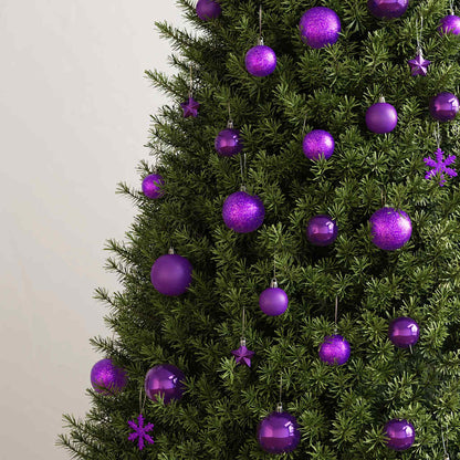 Set Palline di Natale 111 pz Viola in Polistirene
