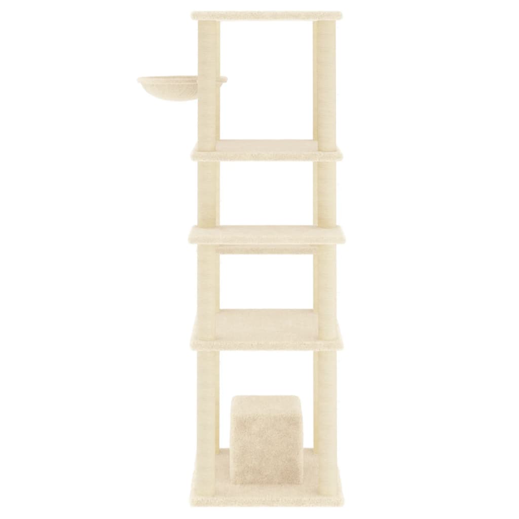 Albero per Gatti con Tiragraffi in Sisal Crema 154 cm