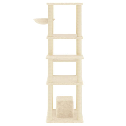 Albero per Gatti con Tiragraffi in Sisal Crema 154 cm