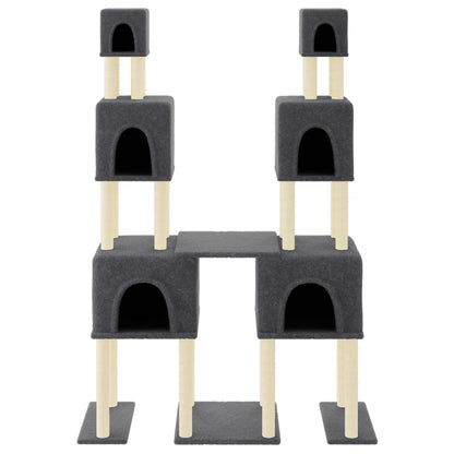 Albero per Gatti con Tiragraffi in Sisal Grigio Scuro 199 cm
