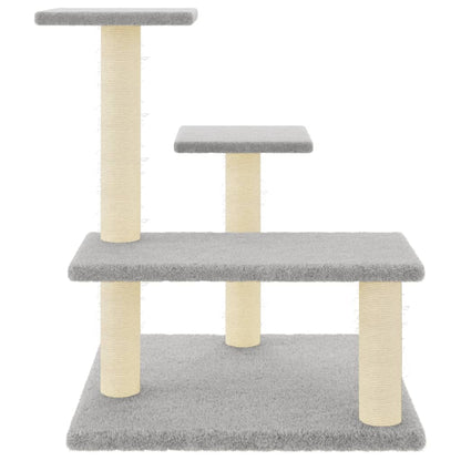 Albero per Gatti con Tiragraffi in Sisal Grigio Chiaro 61 cm