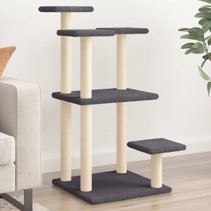 Pali Tiragraffi per Gatti con Piattaforme Grigio Scuro 98,5 cm