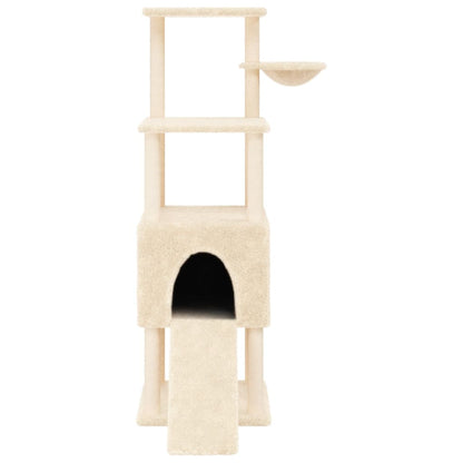 Albero per Gatti con Tiragraffi in Sisal Crema 153 cm