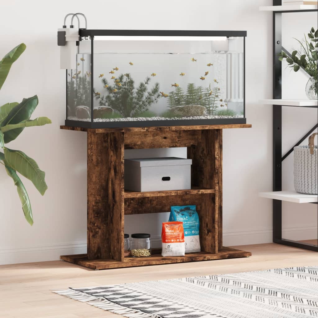 Supporto Acquario 80x35x60 cm in Legno Multistrato Rovere Fumo