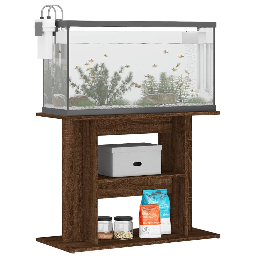 Supporto Acquario 80x35x60 cm Legno Multistrato Rovere Marrone