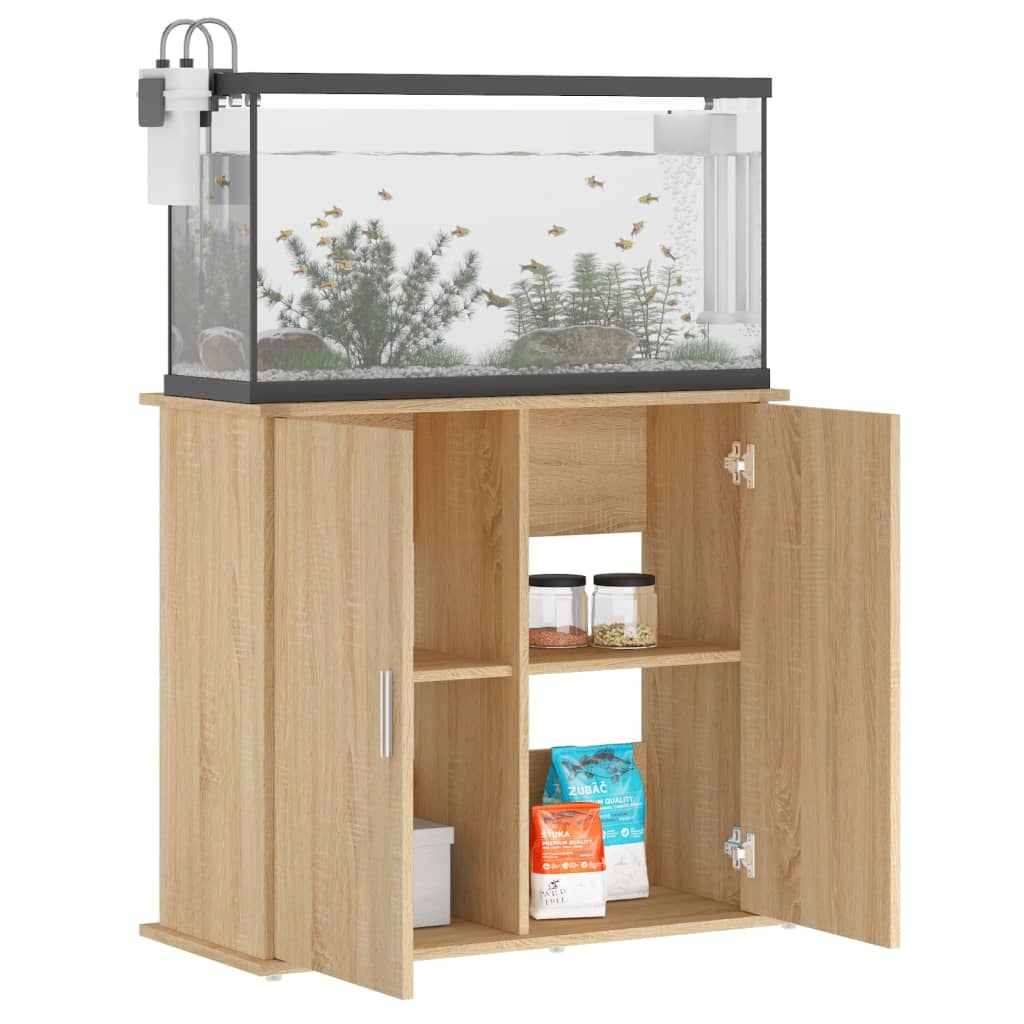 Supporto Acquario 81x36x73cm in Legno Multistrato Rovere Sonoma