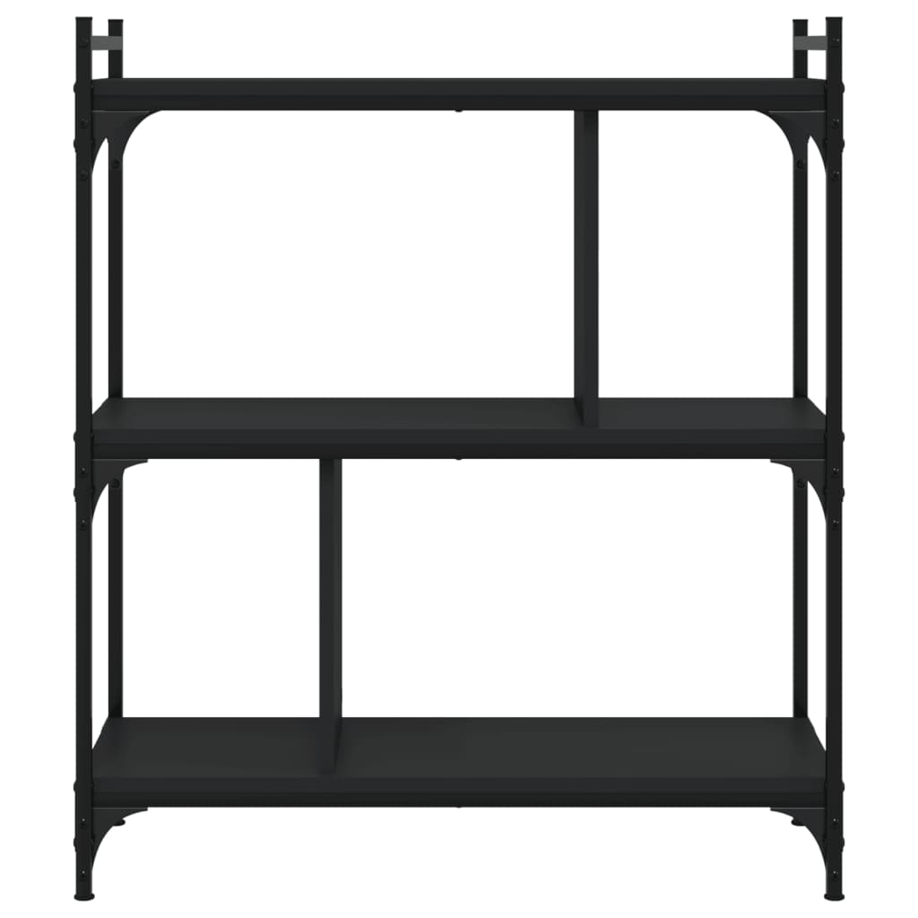 Libreria Nera 3 Ripiani 76x32x88 cm Legno Multistrato