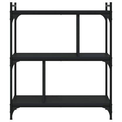 Libreria Nera 3 Ripiani 76x32x88 cm Legno Multistrato