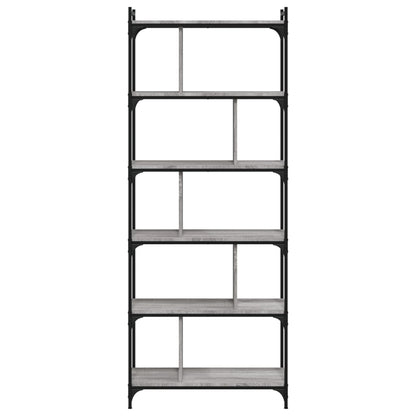 Libreria Grigio Sonoma 6 Ripiani 76x32x192 cm Legno Multistrato