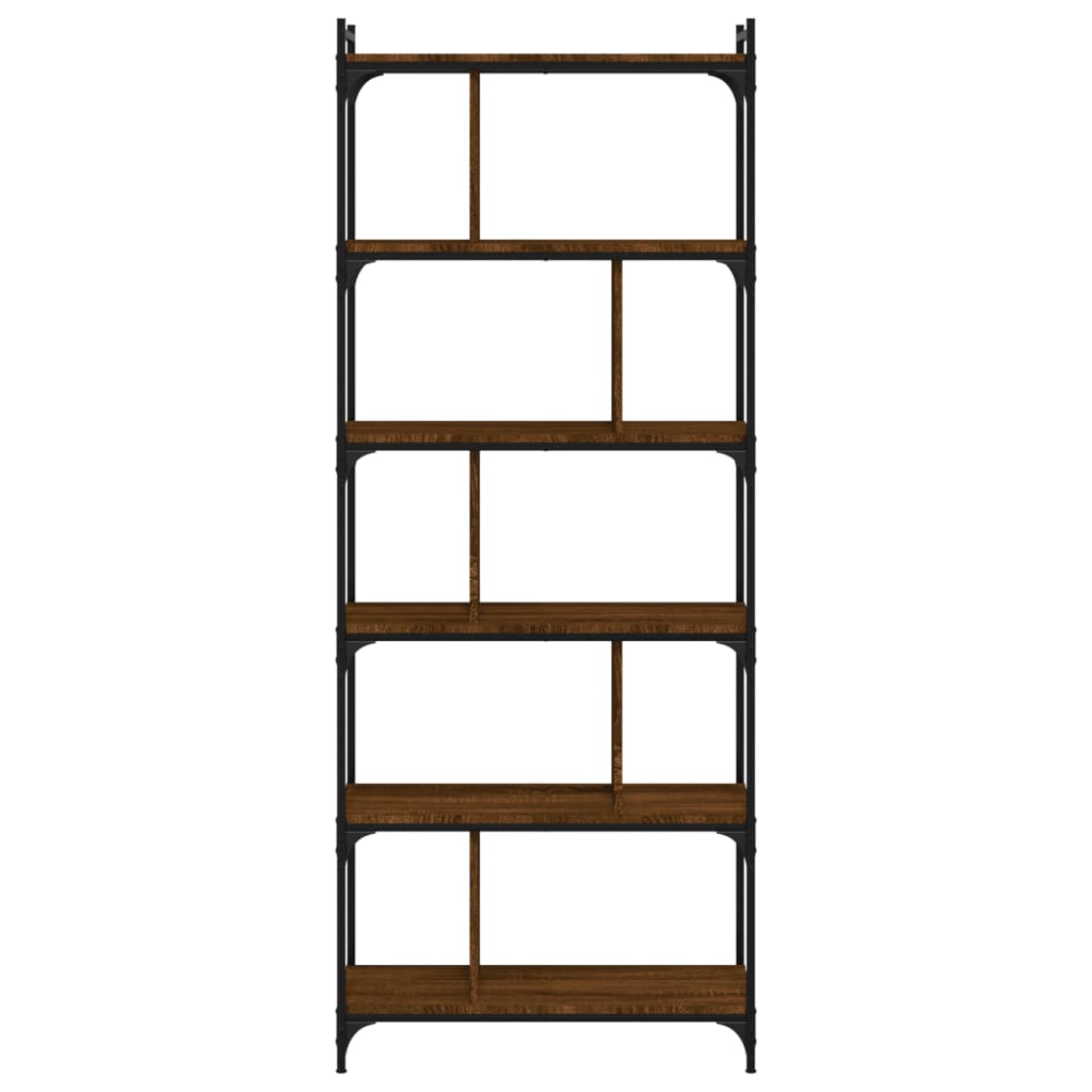 Libreria Rovere Marrone 6 Ripiani 76x32x192cm Legno Multistrato