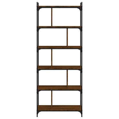 Libreria Rovere Marrone 6 Ripiani 76x32x192cm Legno Multistrato