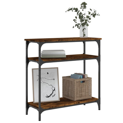 Tavolino Consolle Rovere Fumo 75x29x75 cm in Legno Multistrato