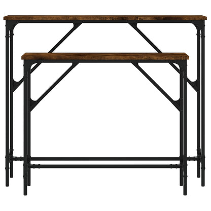 Tavolini Consolle 2 pz Rovere Fumo in Legno Multistrato