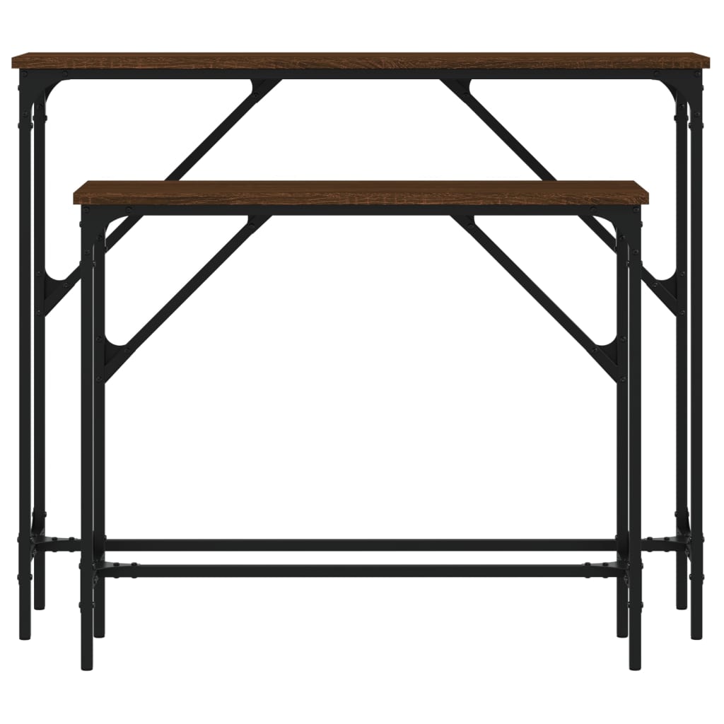 Tavolini Consolle 2 pz Rovere Marrone in Legno Multistrato