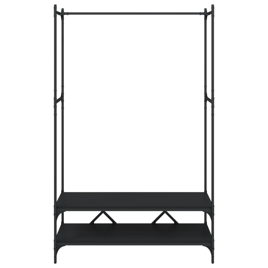 Appendiabiti con Scaffali Nero in Legno Multistrato