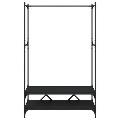 Appendiabiti con Scaffali Nero in Legno Multistrato