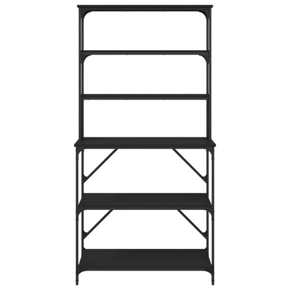 Scaffale da Cucina 6 Ripiani Nero 90x40x180cm Legno Multistrato