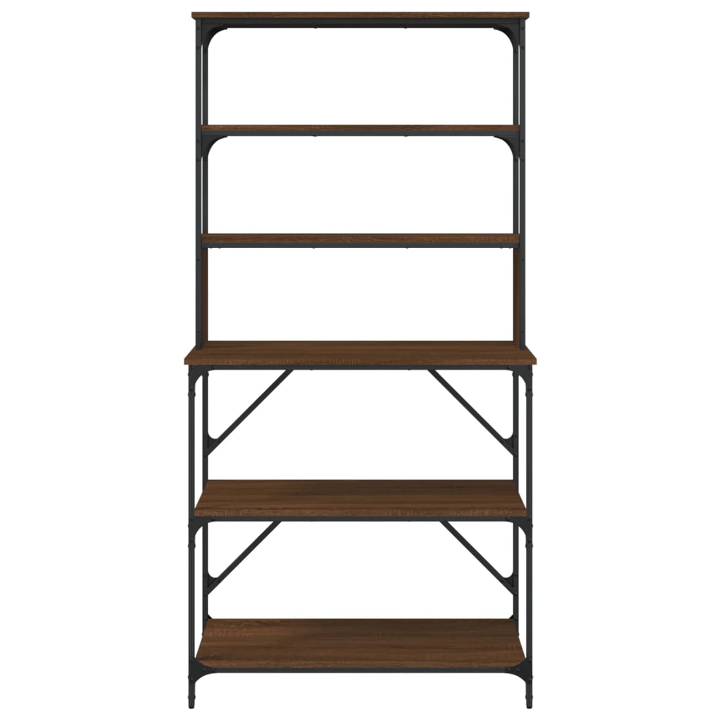 Scaffale Cucina 6Ripiani Rovere Marrone 90x40x180cm Multistrato