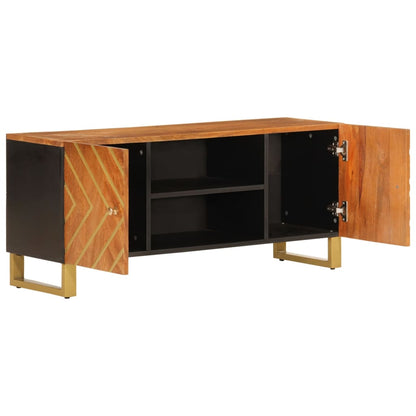 Mobile Porta TV Marrone e Nero 105x33,5x46 cm in Legno di Mango