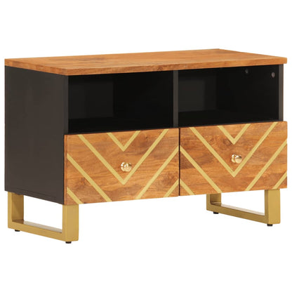 Mobile Porta TV Marrone e Nero 70x33,5x46 cm in Legno di Mango