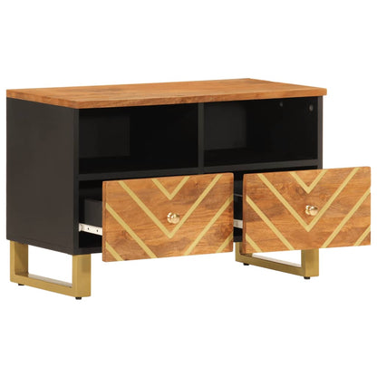 Mobile Porta TV Marrone e Nero 70x33,5x46 cm in Legno di Mango