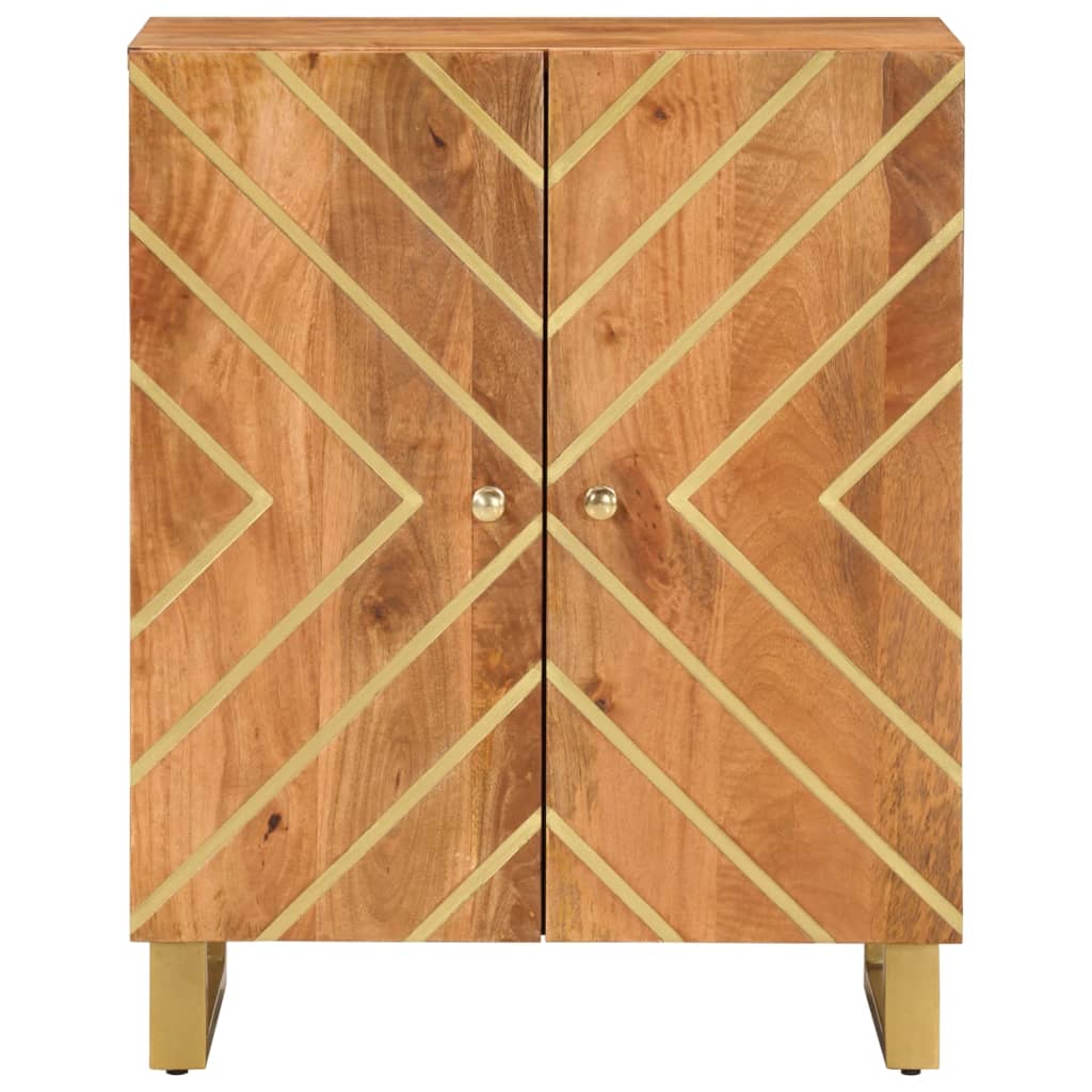 Mobiletto Marrone e Nero 60x33,5x75 cm Legno Massello di Mango