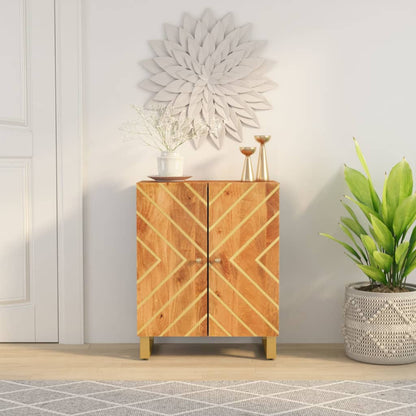 Mobiletto Marrone e Nero 60x33,5x75 cm Legno Massello di Mango