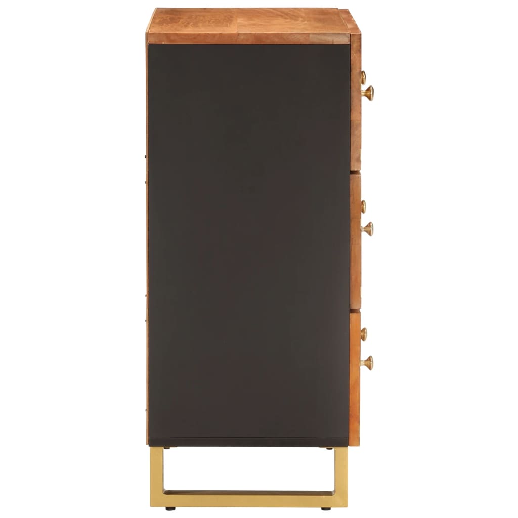 Mobiletto Marrone e Nero 60x33,5x75 cm Legno Massello di Mango