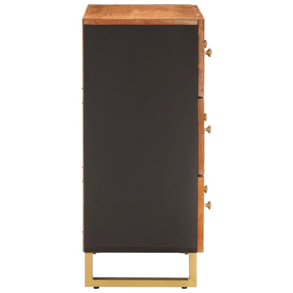 Mobiletto Marrone e Nero 60x33,5x75 cm Legno Massello di Mango