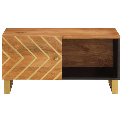 Tavolino da Salotto Marrone e Nero 80x50x40 cm Legno di Mango
