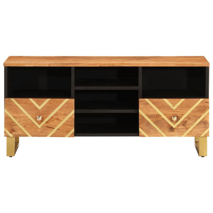 Mobile Porta TV Marrone e Nero 100x33,5x46 cm in Legno di Mango