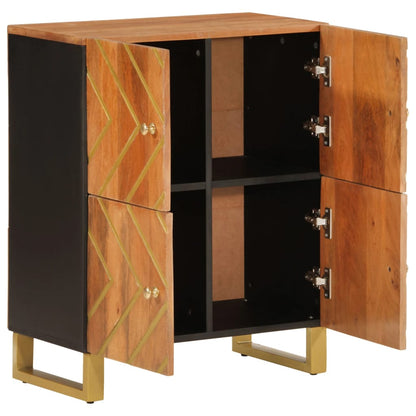 Mobiletto Marrone e Nero 60x33,5x75 cm Legno Massello di Mango