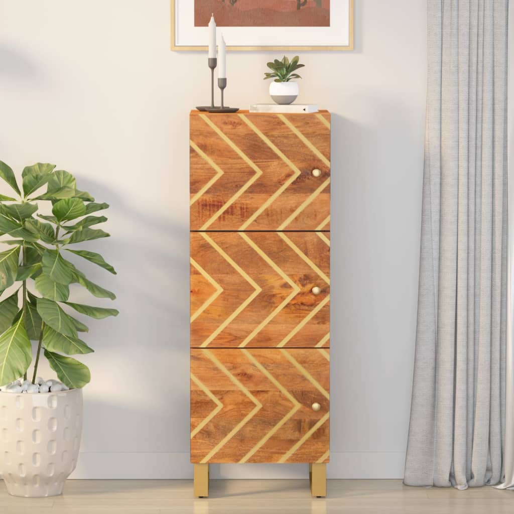 Credenza Marrone e Nera 40x33,5x110 cm Legno Massello di Mango