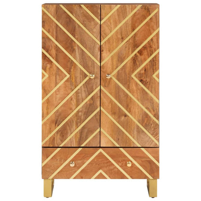 Credenza Marrone e Nera 60x33,5x100 cm Legno Massello di Mango