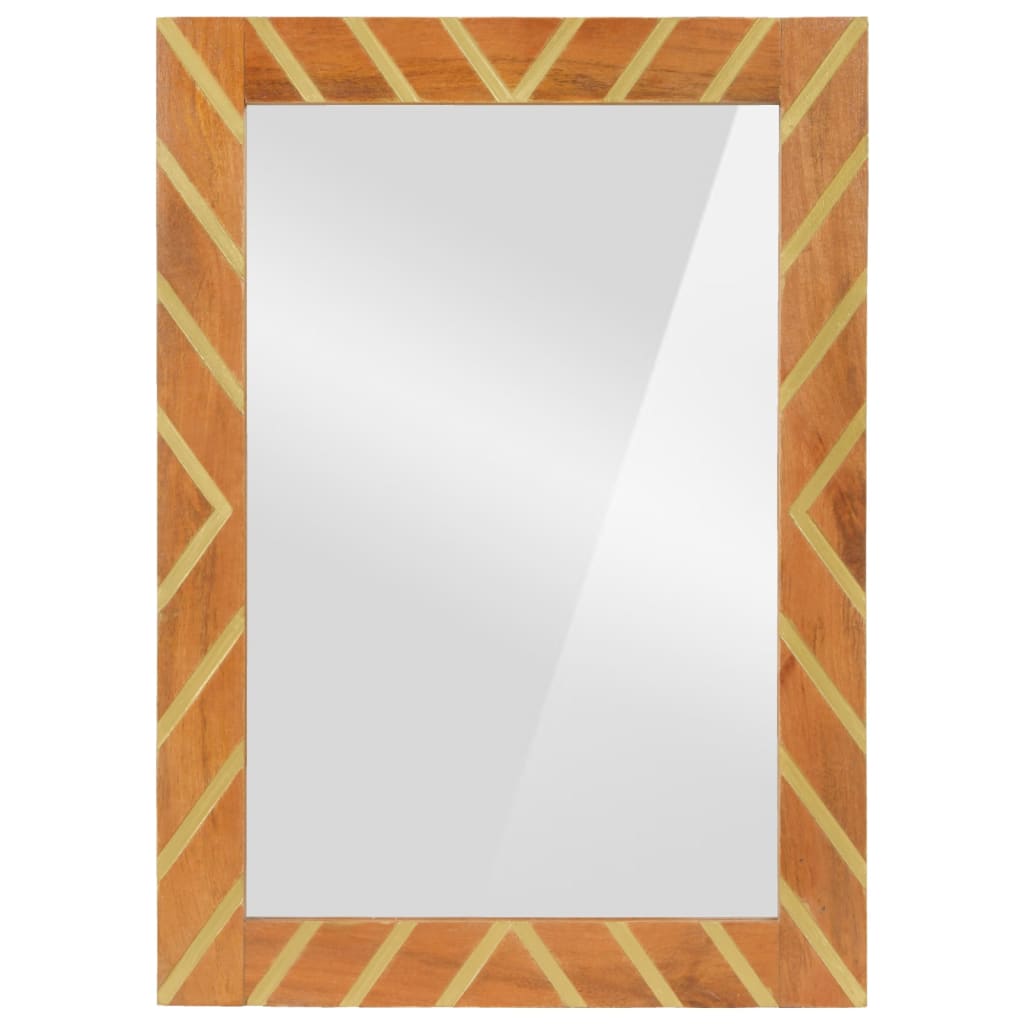Specchio da Bagno Marrone 50x70x3 cm in Legno di Mango e Vetro