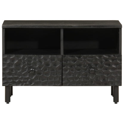 Mobile Porta TV Nero 70x33x46 cm in Legno Massello di Mango