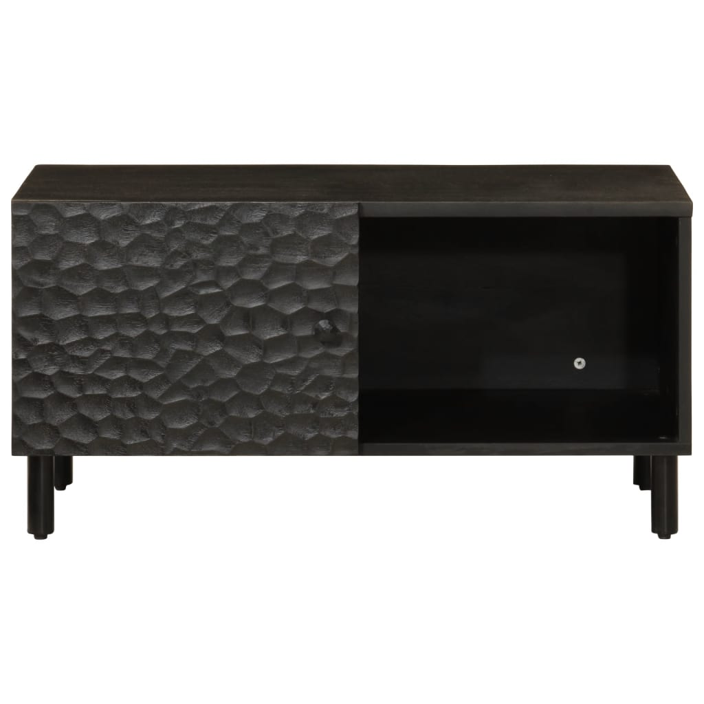 Tavolino da Salotto Nero 80x50x40 cm in Legno Massello di Mango