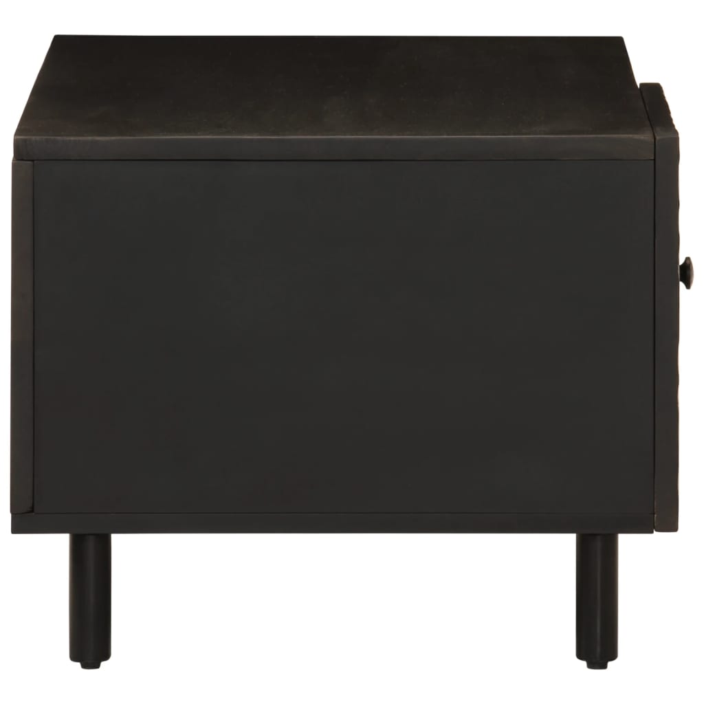 Tavolino da Salotto Nero 80x50x40 cm in Legno Massello di Mango