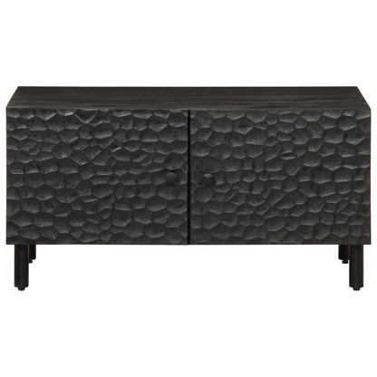 Tavolino da Salotto Nero 80x50x40 cm in Legno Massello di Mango