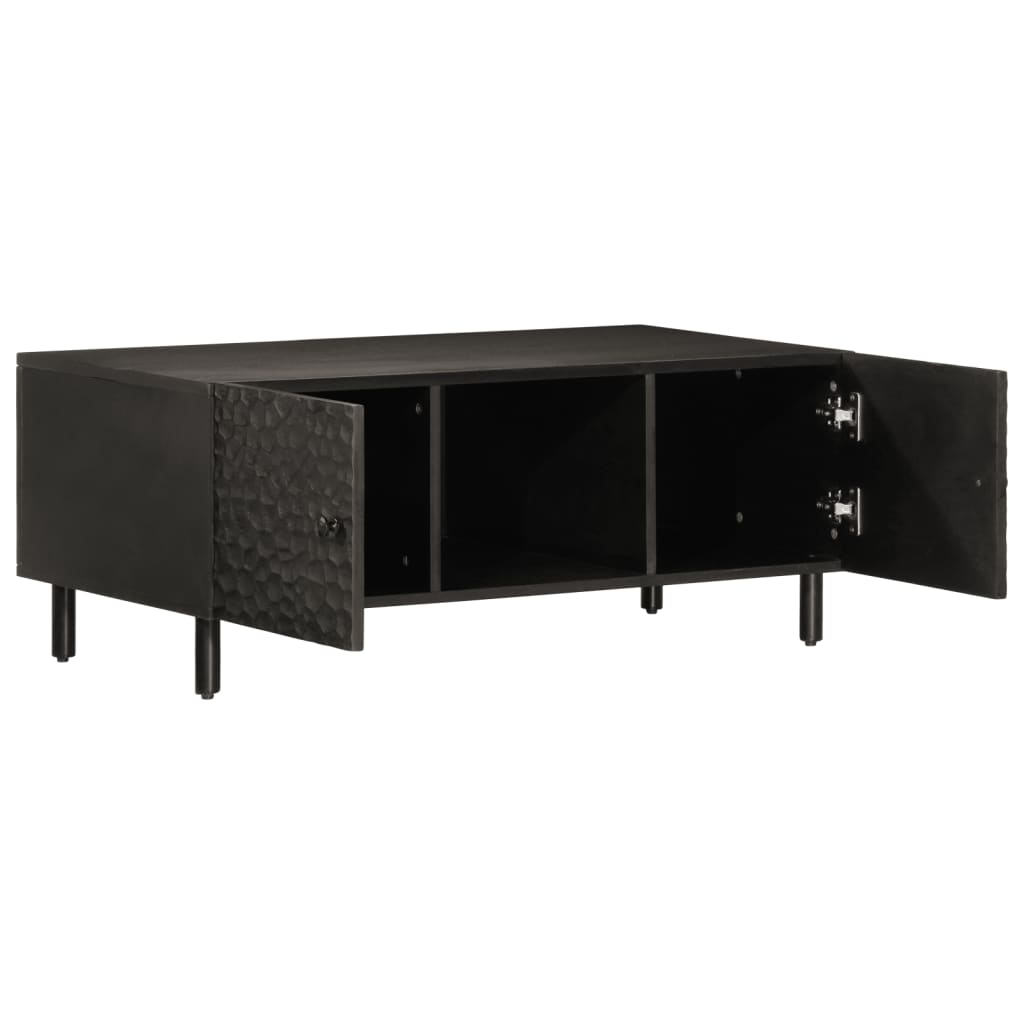 Tavolino da Salotto Nero 100x54x40cm in Legno Massello di Mango