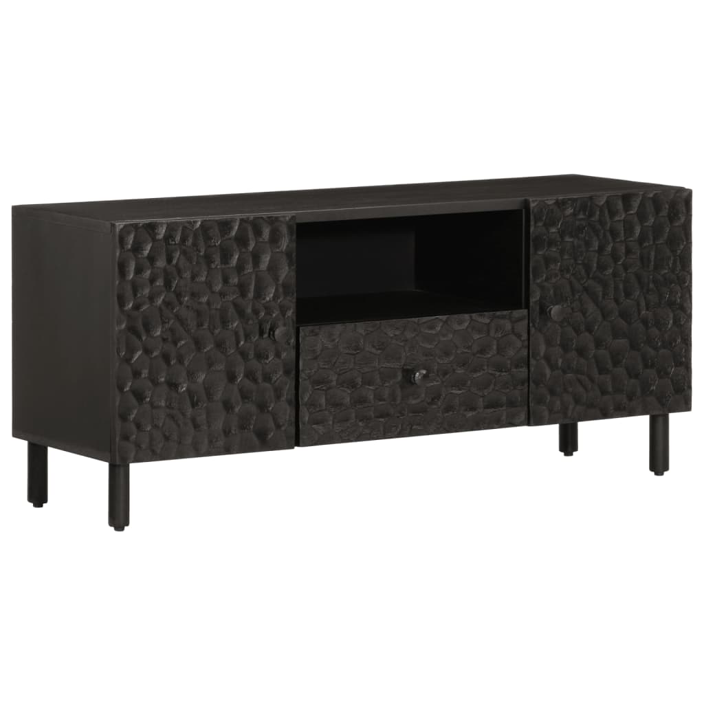 Mobile Porta TV Nero 105x33x46 cm in Legno Massello di Mango