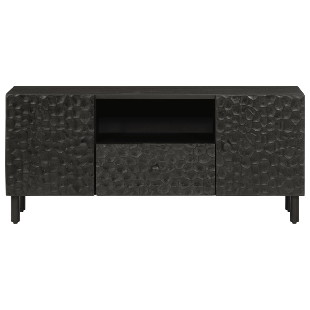 Mobile Porta TV Nero 105x33x46 cm in Legno Massello di Mango