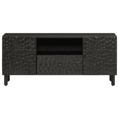 Mobile Porta TV Nero 105x33x46 cm in Legno Massello di Mango
