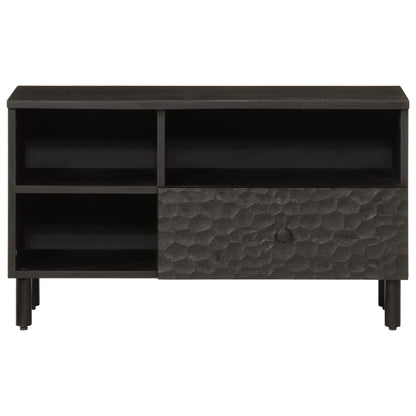 Mobile Porta TV Nero 80x33x46 cm in Legno Massello di Mango