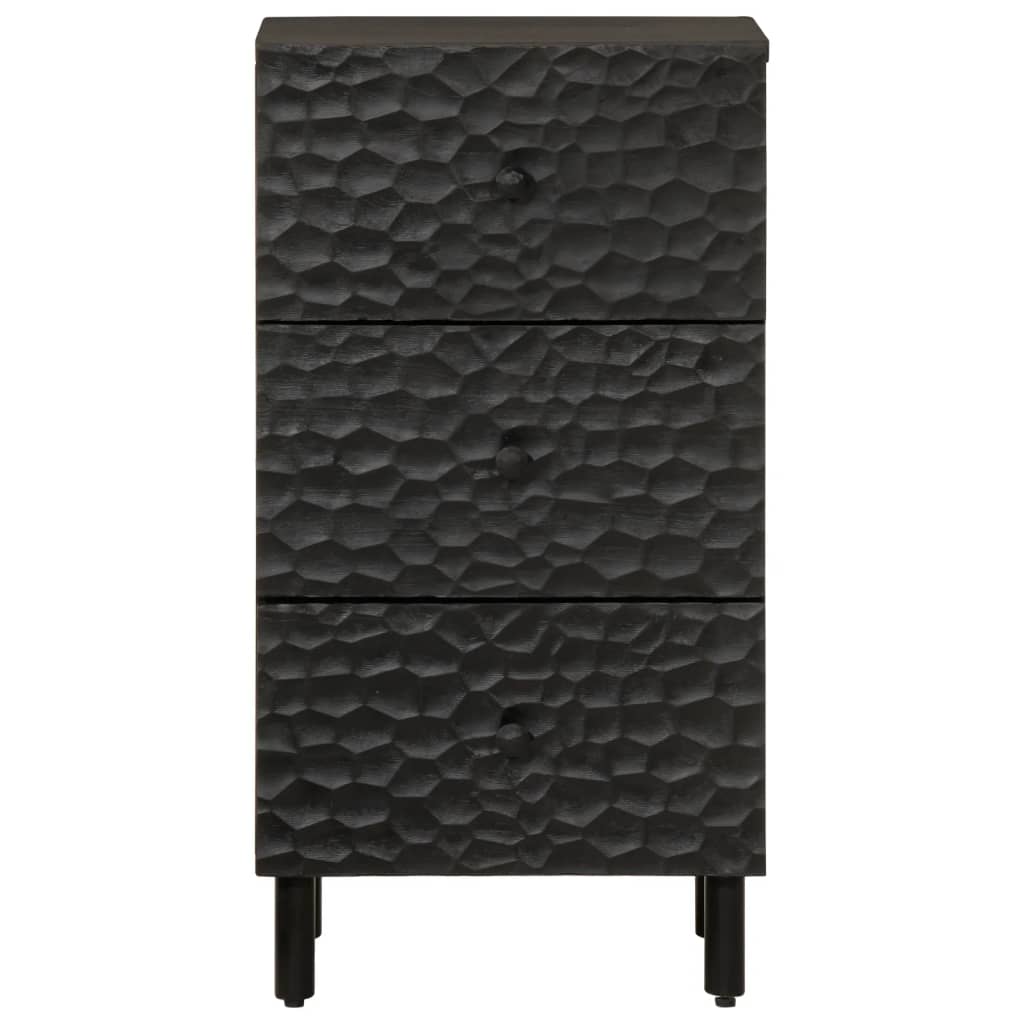 Credenza Nera 40x33x75 cm in Legno Massello di Mango