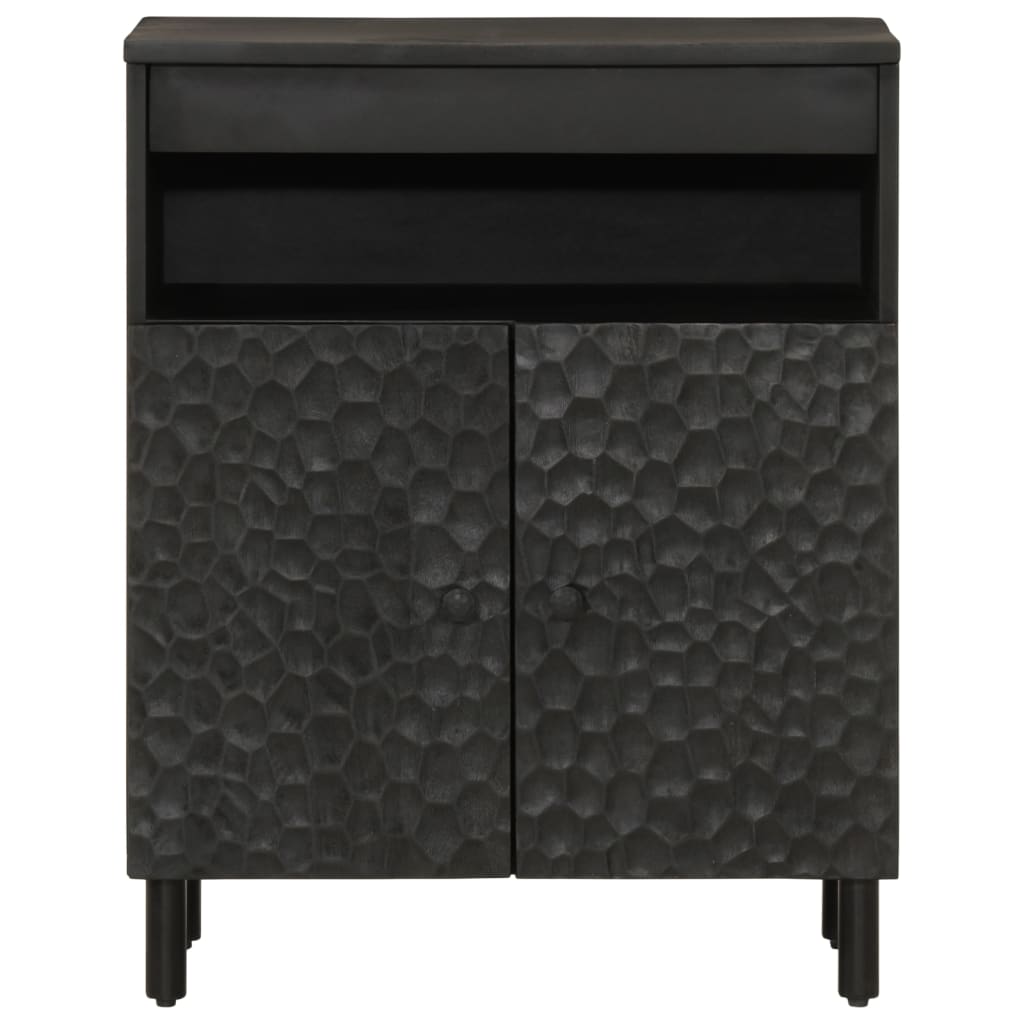 Credenza Nera 60x33x75 cm in Legno Massello di Mango