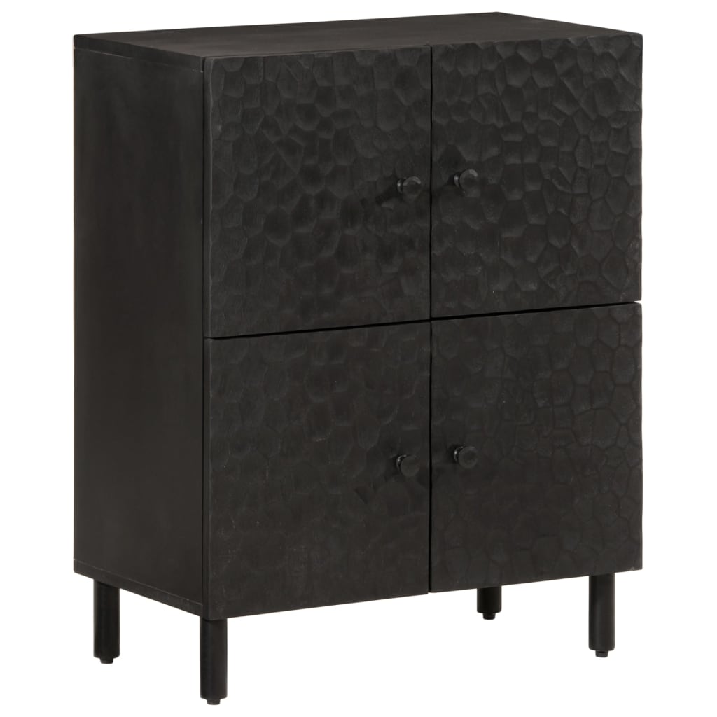 Credenza Nera 60x33x75 cm in Legno Massello di Mango