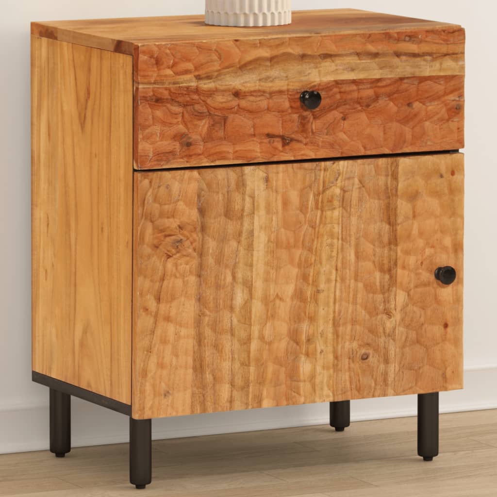 Comodino 50x33x60 cm in Legno Massello di Acacia